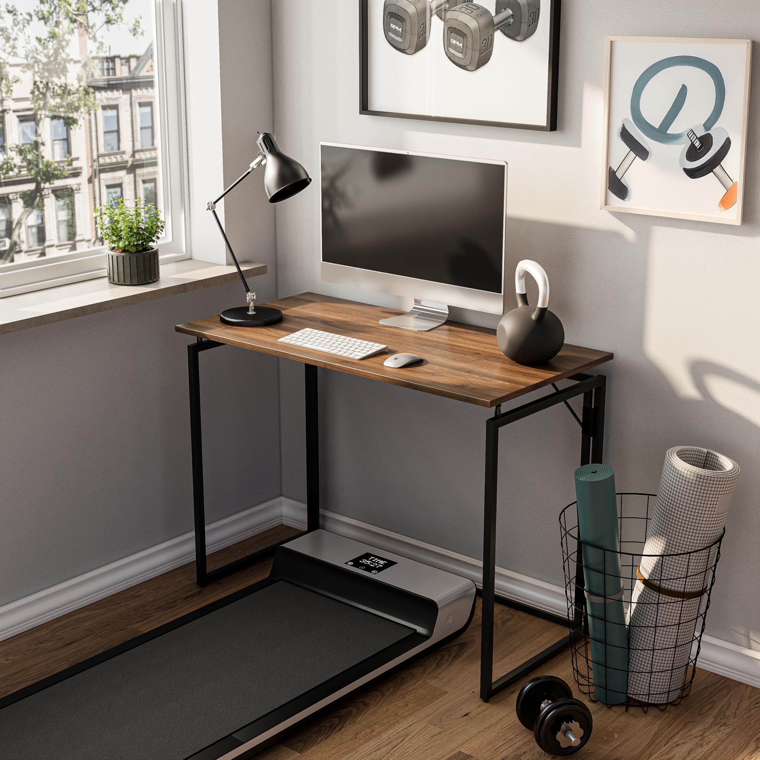 alawooder Folding Desk - 31.5" Wood Top Foldable Desk for Small Spaces | No Assembly Required Compact Desk for Home Office, Writing, and Study - Image 7